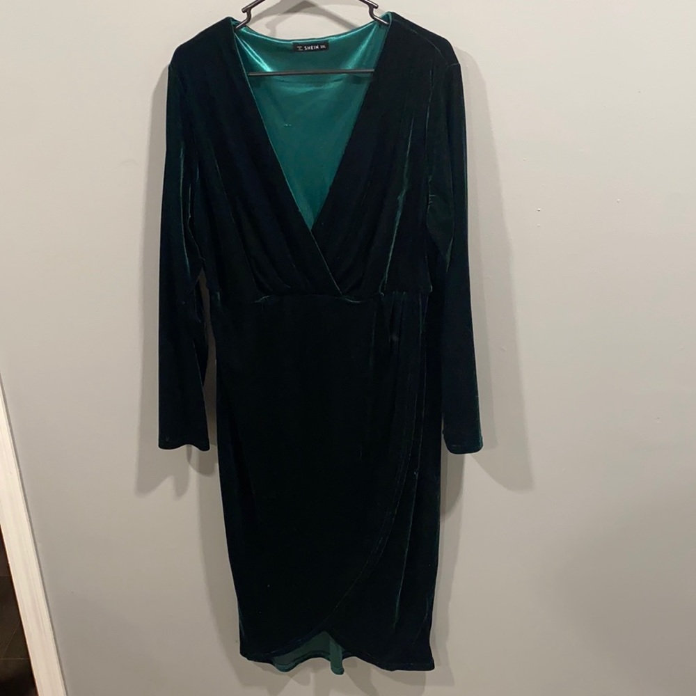 Dark green velvet dress